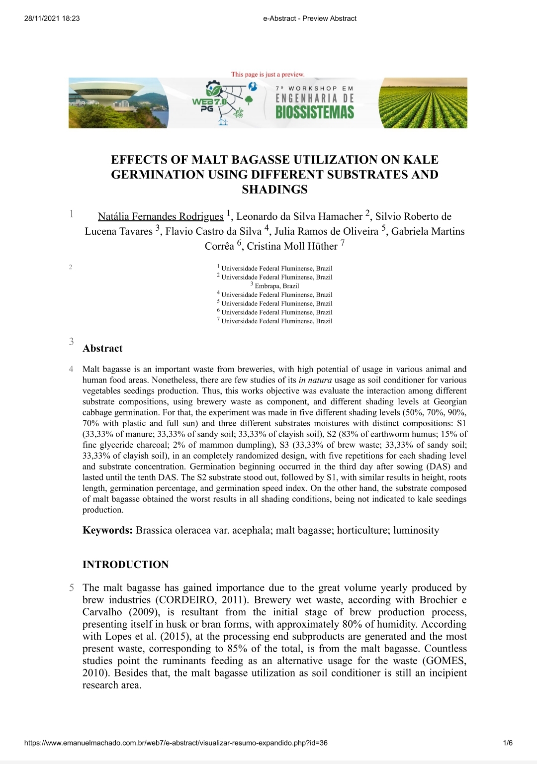 Artigo: Effects of Malt Bagasse Utilization on Kale Germination Using Different Substrates and Shadings